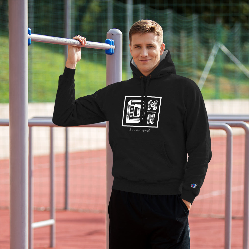 White DMN logo Champion Hoodie