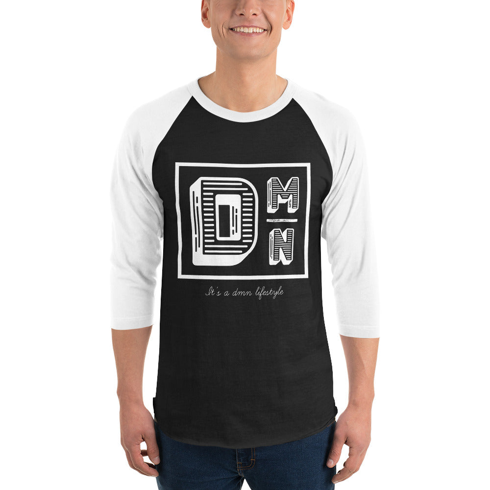 White logo 3/4 sleeve raglan shirt