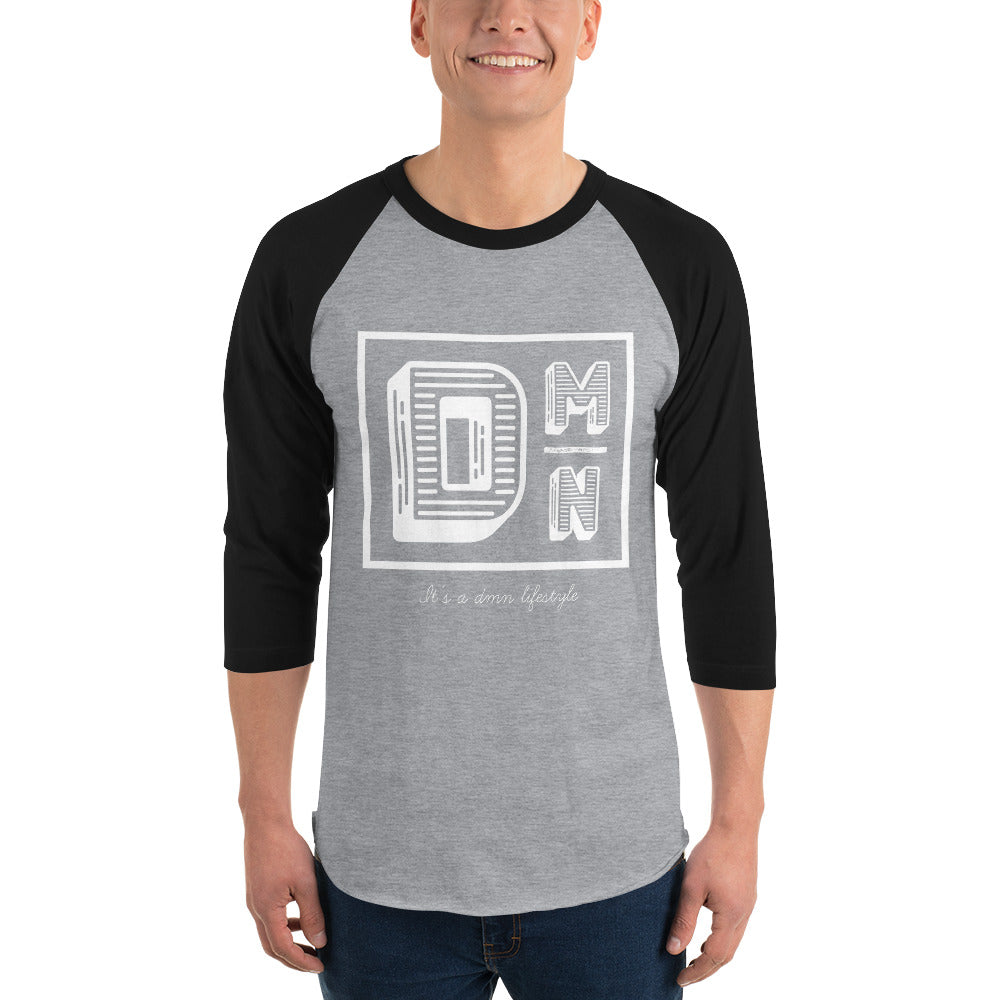 White logo 3/4 sleeve raglan shirt